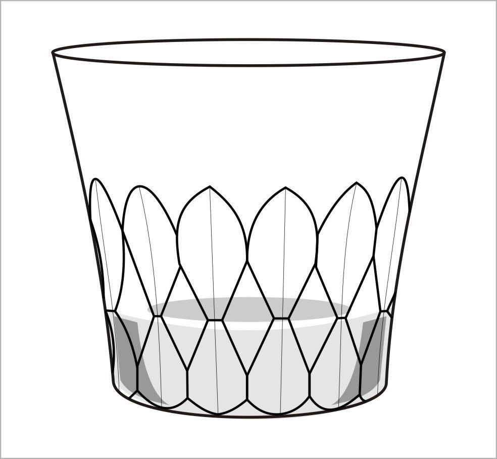 バカラ イヤーグラス 2025 アリアタンブラーのイラスト | 底面に刻まれた年号と美しいデザインがわかる